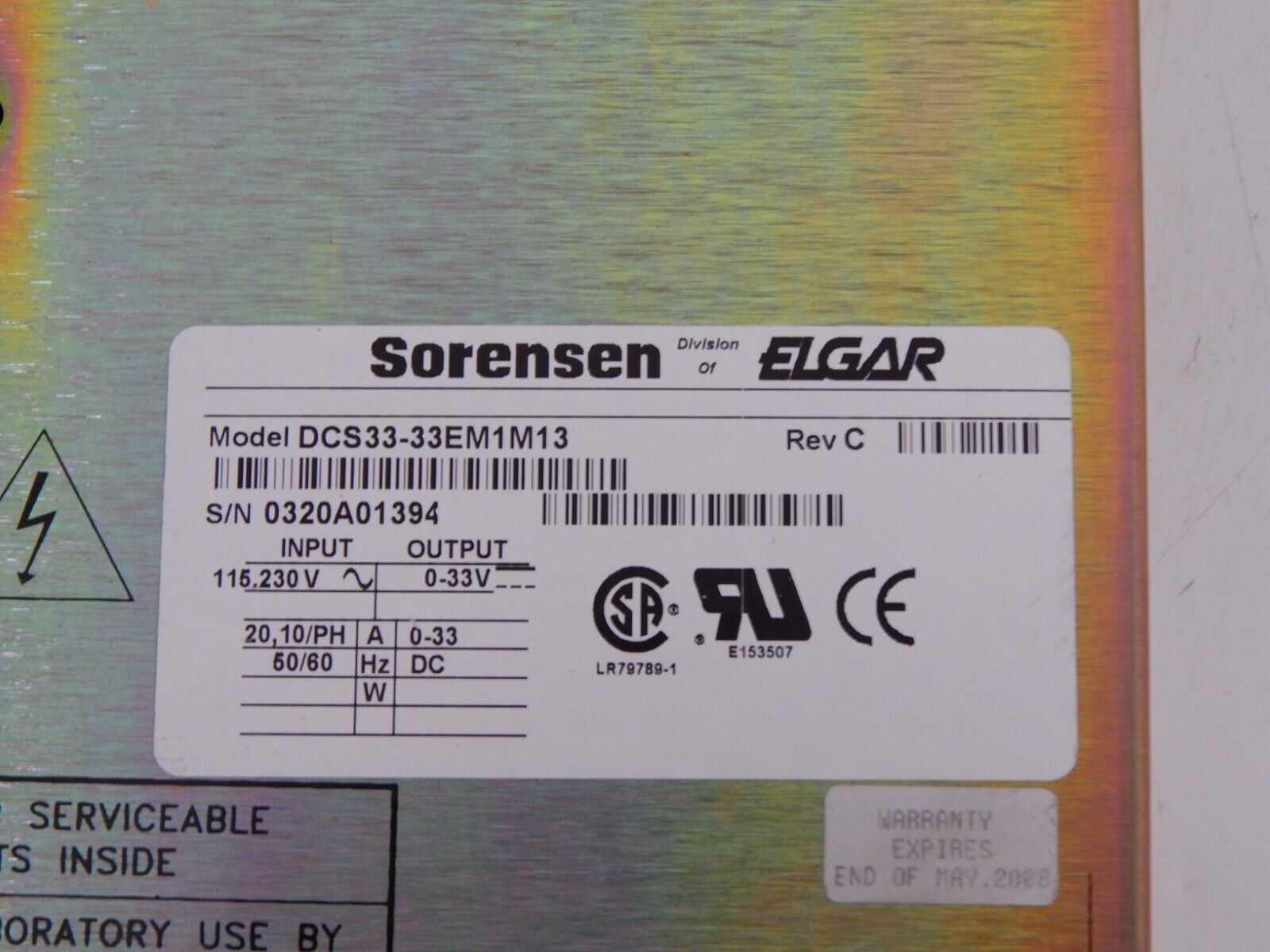 Sorensen DCS33-33E DC Power Supply w M1, M13 *MINT* (3 in stock) Sorensen DCS33-33E DC Power Supply w M1, M13 *MINT* (3 in stock)